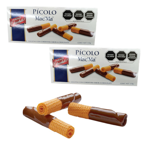 Pícolo Barquillo 12 De 115g C/u Cobertura Chocolate Mac Ma
