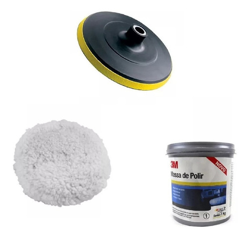Kit Polimento P/ Esmerilhadeira Disco Boina Massa Polir Pro Cor Branco