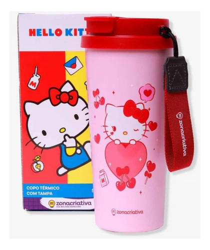 Copo Baker Hello Kitty Zona Criativa Presente Fofo 500 Ml Cor Rosa