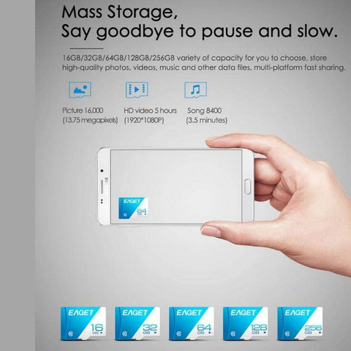 Imagen 5 de 10 de Memoria Micro Sd 128gb De 100m Mb/s Eaget Mod Xc