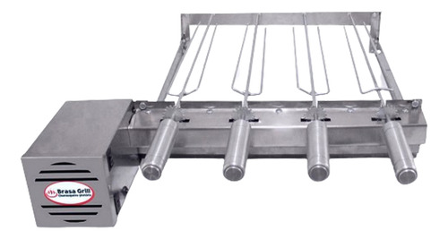 Kit Grill Giratório Inox 4 Espetos Bivolts Único Andar