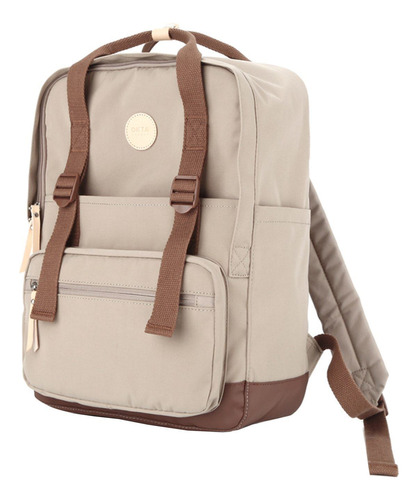 Mochila Bolso Impermeable Okta Mod 1085b Beige Y Marrón