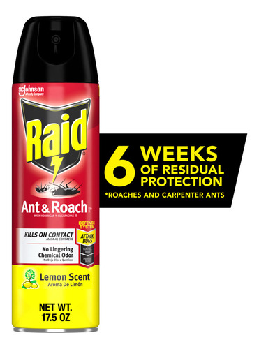 Raid Insecticida Contra Insectos, Aroma A Limón, 17.5 Oz
