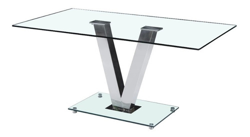 Mesa Rectangular Cristal 1.80m X 80 Base En V Base Ac. Inox