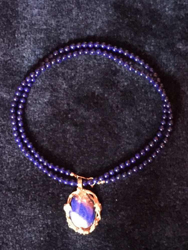 Colar De Corais Azul Marinho E Ouro