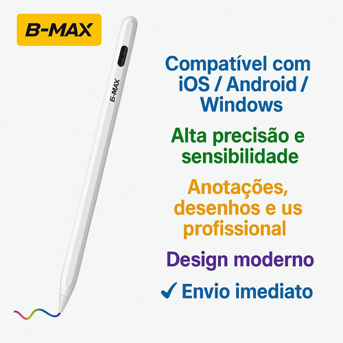 Caneta Touch Stylus Para Tablet Celular Ios Android Bmax