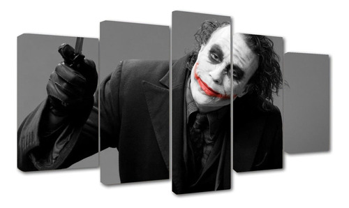5 Cuadros Dc Comic Joker Cuchillo Fondo Gris 100x56cm