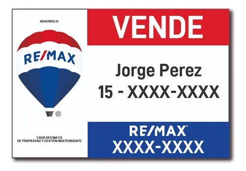 Cartel Corrugado Plástico 2,4m Inmobiliaria Remax 95x65 Cm
