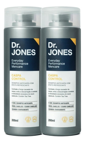Kit 2 Shampoo Masculino Anti Caspa Control 200ml Dr Jones
