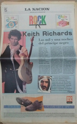 Suplemento La Nación Historia Rock 12/1993 K Richards Zappa