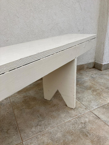 Banco De Madera Usado - Excelente Estado - Ideal Mesa Larga Pintura Blanco (Usado)