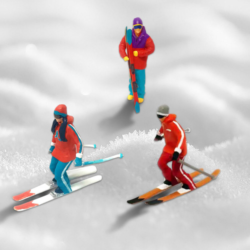 6x 1/64, Modelo En Miniatura, Figuras De Esquí, Gente