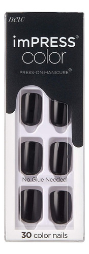 Uñas Postizas Kiss Impress Color Press-on Black 30 Unidades