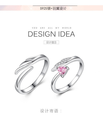 De 2pcs Anillo Pareja Alas De Ángel Anillo Regalo San