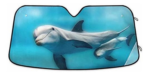 Parasol Carro, Dolphin Sea Animal Print Blue Car Windshield 