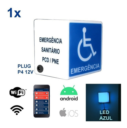 Sinalizador Audiovisual Wireless Emergência Banheiro Pne Pcd