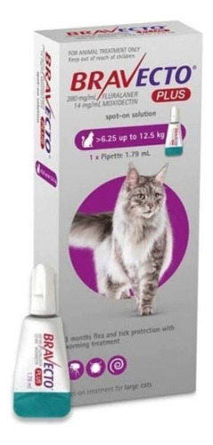 Bravecto Plus Pipeta para Gatos 6.25 a 12.5 Kg | Interno y Externo