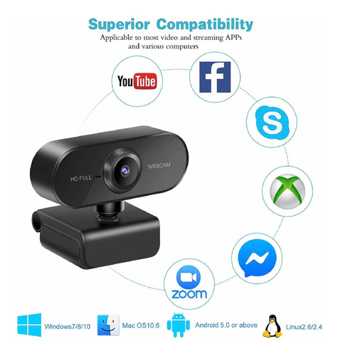 Imagen 2 de 7 de Cámara Web Hd 1080p Con Micrófono
