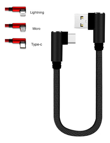Cotovelo Preto Android Micro Usb De 0,25 M Em Forma De L, Da