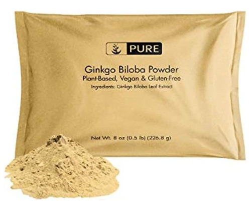 Polvo De Ginkgo Biloba (8 Oz) De Pure Ingredients, 100% Nat.