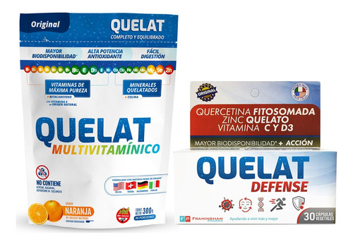 Kit Multivitamínico Quelat 30 Cáp Defense +polvo Quelat 300g