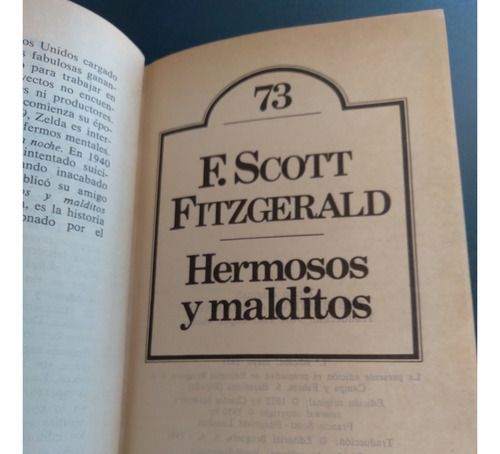 F. Scott Fitzgerald, Hermosos Y Malditos (Usado)