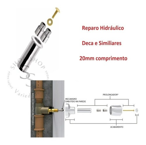 Salva Registro Deca - Kit Reparo Prolongador  Abs 10 A 20mm