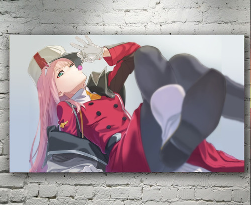 Cuadro Decorativo Artístico Anime Zero Two Gorro 35x55cm