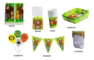 Kit Decoración Fiesta Infantil Animales De La Selva (zafarí)