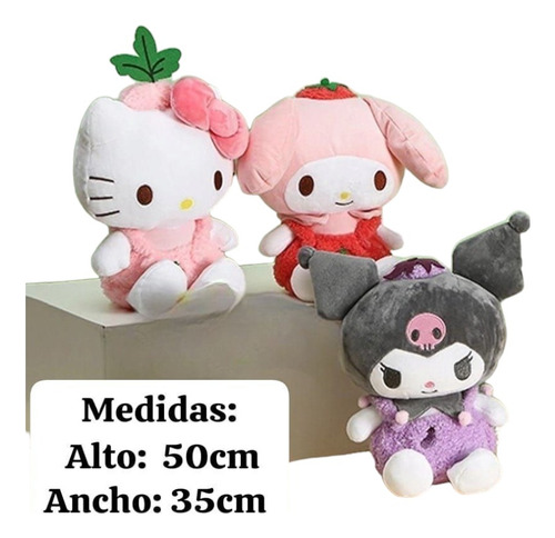 Peluche De 55cm Kuromi, Kitty, My Melody Rosa