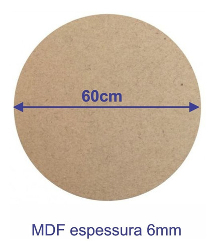 Imagem 1 de 2 de Chapa Redonda 60cm Diâmetro Mdf 6mm Cote A Laser - 1 Unidade