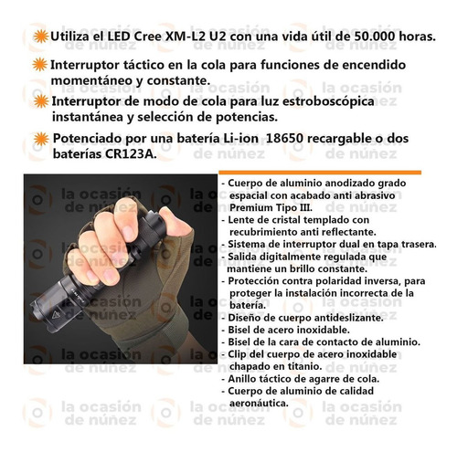 Imagen 3 de 10 de Linterna Fenix Led Tk16 1000 Lumenes 240m 5 Modos