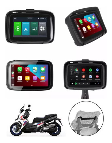 Navegador Gps Para Moto Bmw C400x Carplay Android Auto Preto Apple Carplay Android Auto