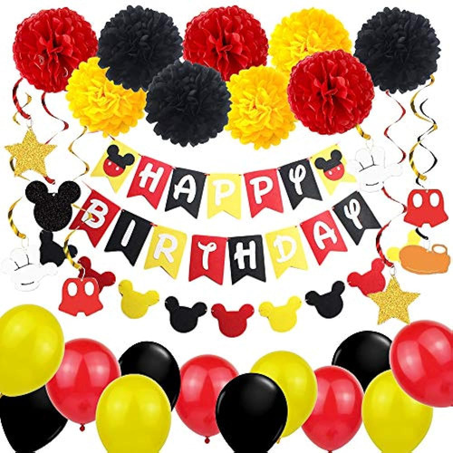 Layoon Mickey Birthday Party Decorations, Happy Birthday Ban