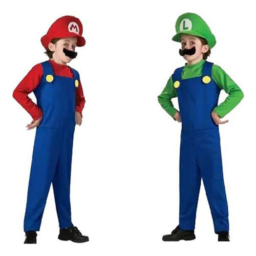 Traje, Sombrero Y Barba De Tres Piezas De Super Mario