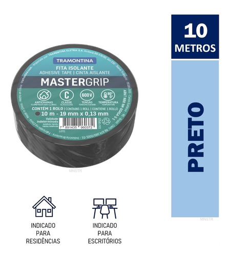 Fita Isolante 10 Metros Tramontina Mastergrip Colorida 10m