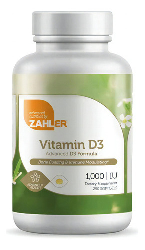 Zahler Vitamina D3 1000 Ui - 250 Cápsulas Blandas Sabor Sin Sabor
