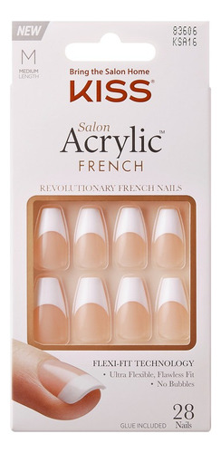 Kiss Uñas Postizas Francesas Salon Acrylic French Je T'aime Color Nude