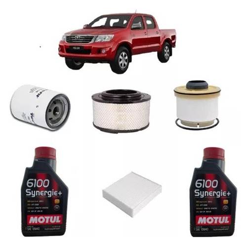 Kit De Filtros Y Aceite Toyota Hilux 2.5 Desde 2005 Al 2015 