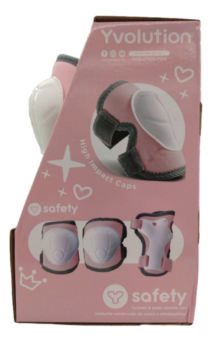Set De Proteccion Casco Codera Muñequera Para Niños Color Rosa
