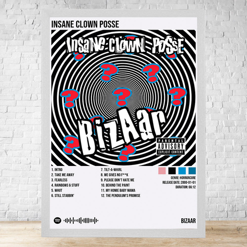 Cuadro Insane Clown Posse Bizaar 30x40 C/vidrio Y Marco C731 Blanco Clasico
