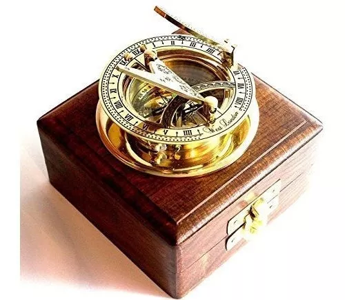 Reloj De Sol De Bolsillo Con Caja De Madera | Envío