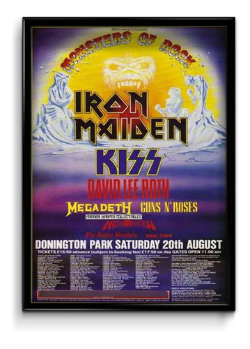 Cuadro Monsters Of Rock , Maiden, Gnr, Kiss, Megadeth 50x35
