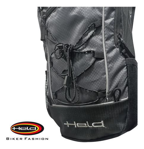 Mochila Moto Touring Held To Go 12 Lts Pvc Color Negro/Gris Diseño de la tela Liso