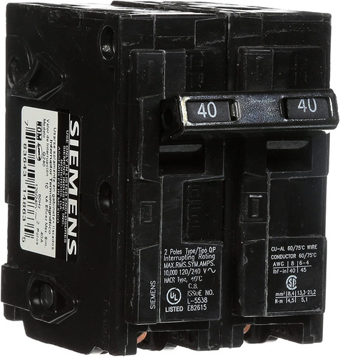 Siemens Interruptor De Circuito Qp Q240 De 2 Polos 40 Amper