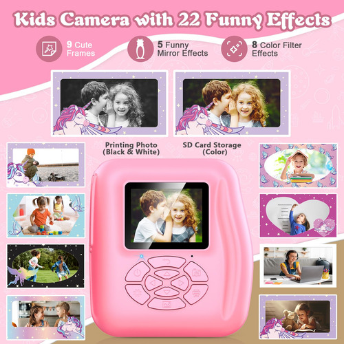 Cámara De Impresión Instantánea Luoba Kids De 12 Mp, 1080p,
