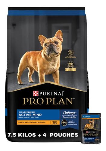Pack Proplan Active Mind 7+ Raza Pequeña 7.5kg +4 Pouches