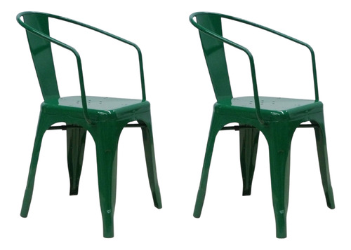Juego 2 Sillones Tolix Apilable Gastronomia Jardin Exterior Green