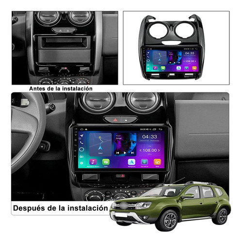 Estéreo Pantalla 4+64g Táctil Para Renault Duster 2015-2020 Negro
