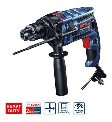 Taladro percutor atornillador eléctrico de 13mm Bosch GSB 16 RE 750W + accesorio con maletín de transporte 220V